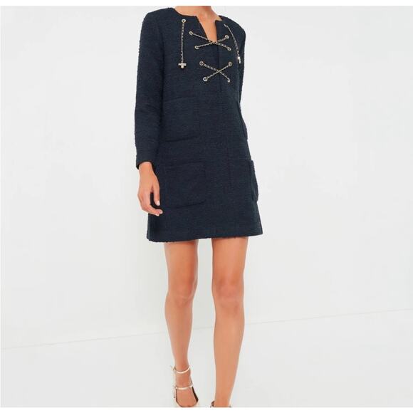 Tuckernuck Dresses & Skirts - TUCKERNUCK Navy Tie Tweed Kelly Dress NWT Size Large